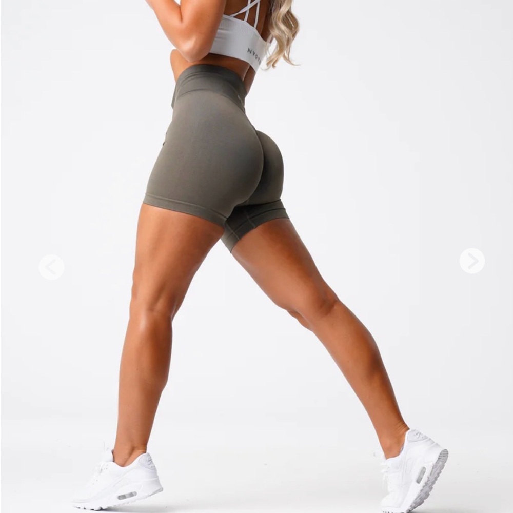 NVGTN Solid Seamless Olive Shorts - Picture 2 of 5